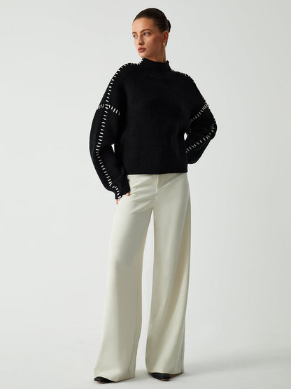 Amalia | Turtleneck sweater with piqué details