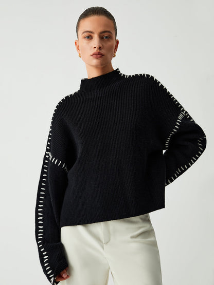 Amalia | Turtleneck sweater with piqué details