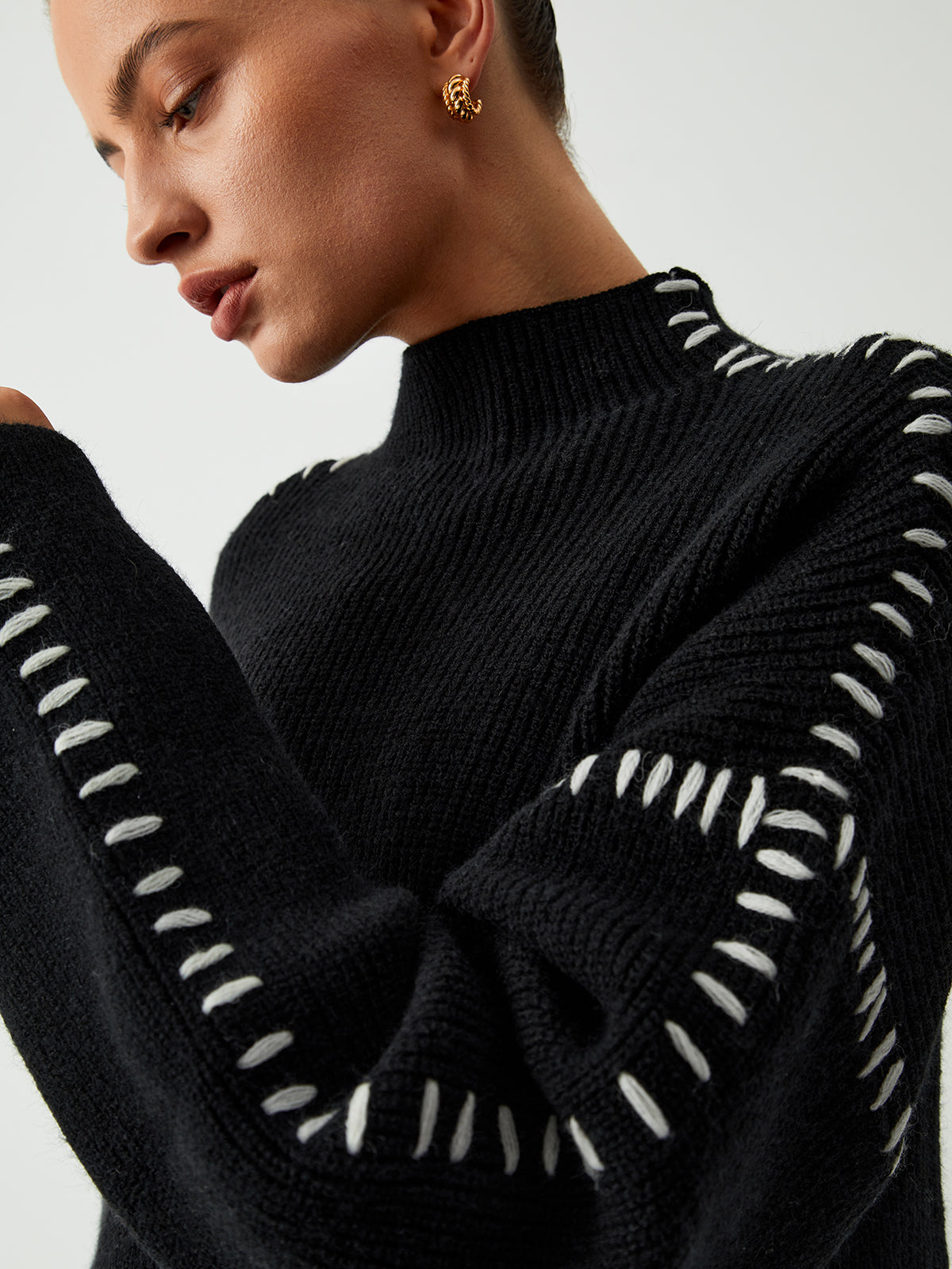 Amalia | Turtleneck sweater with piqué details