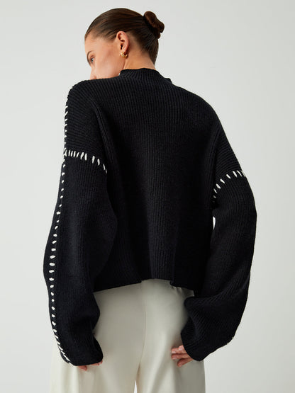 Amalia | Turtleneck sweater with piqué details